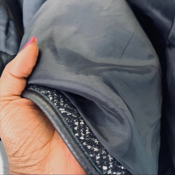 TORY BURCH BLACK WHITE WOOL LEATHER SLEEVELESS LIGHT BELTED  BELT JACKET - Picture 9 of 15